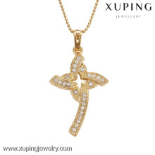 32511 Xuping bijoux pendentif plaqué or 18k gros croix collier